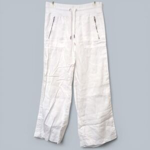 Athleta Cabo Linen Wide Leg Pant White 0 Petite Summer Beach